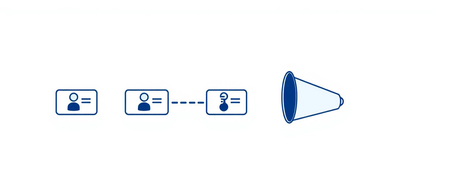 Illustration of purchased lead cards flowing into a sales pipeline funnel