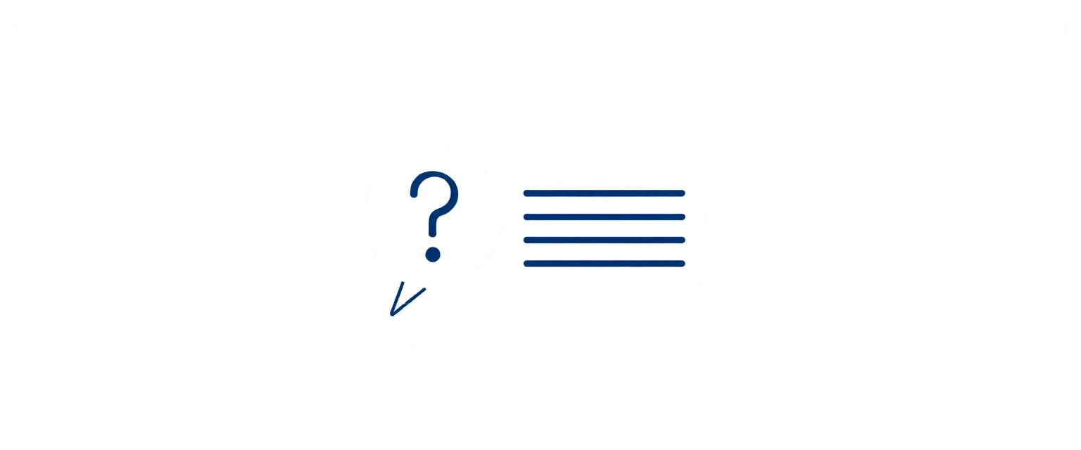 Illustration of a question mark beside a list of help articles