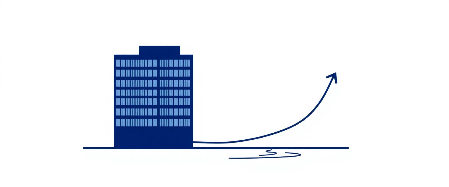 Illustration of a Shreveport office building beside a growth curve